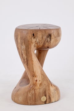 Logniture, Walnut Solid Wood Sculptural Side Table, Original Contemporary Design