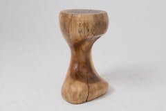 Logniture, Walnut Solid Wood Sculptural Side Table, Original Contemporary Design