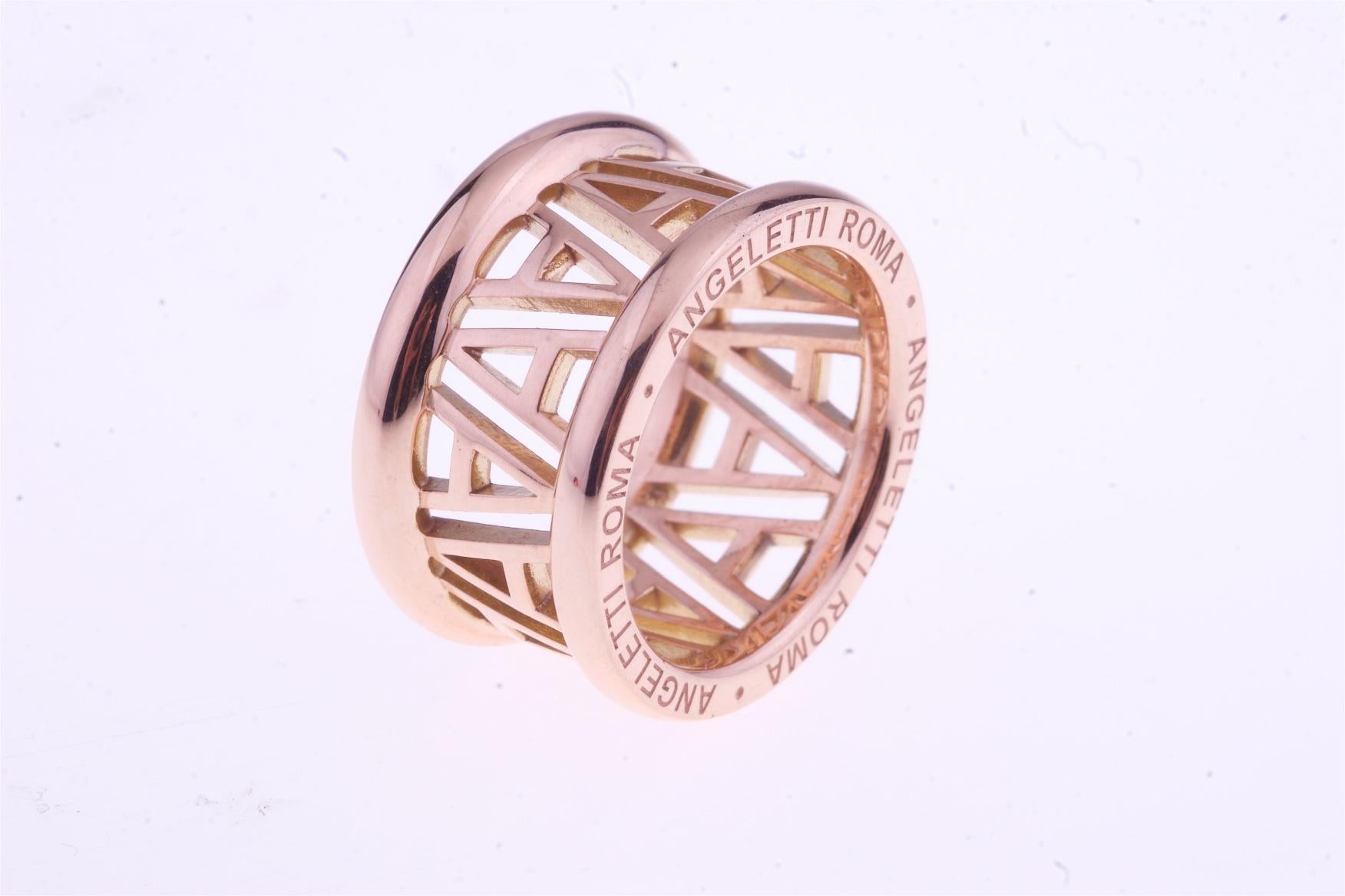 Logo by Angeletti Rose Gold Ring Large Size In New Condition For Sale In Roma, IT