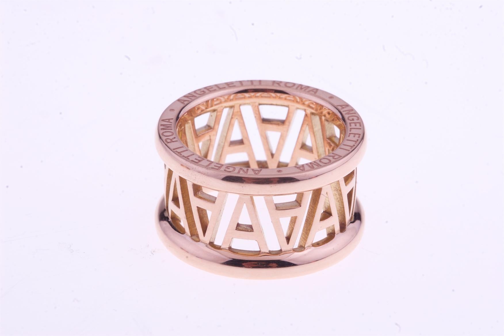 Logo by Angeletti Rose Gold Ring Large Size For Sale 1