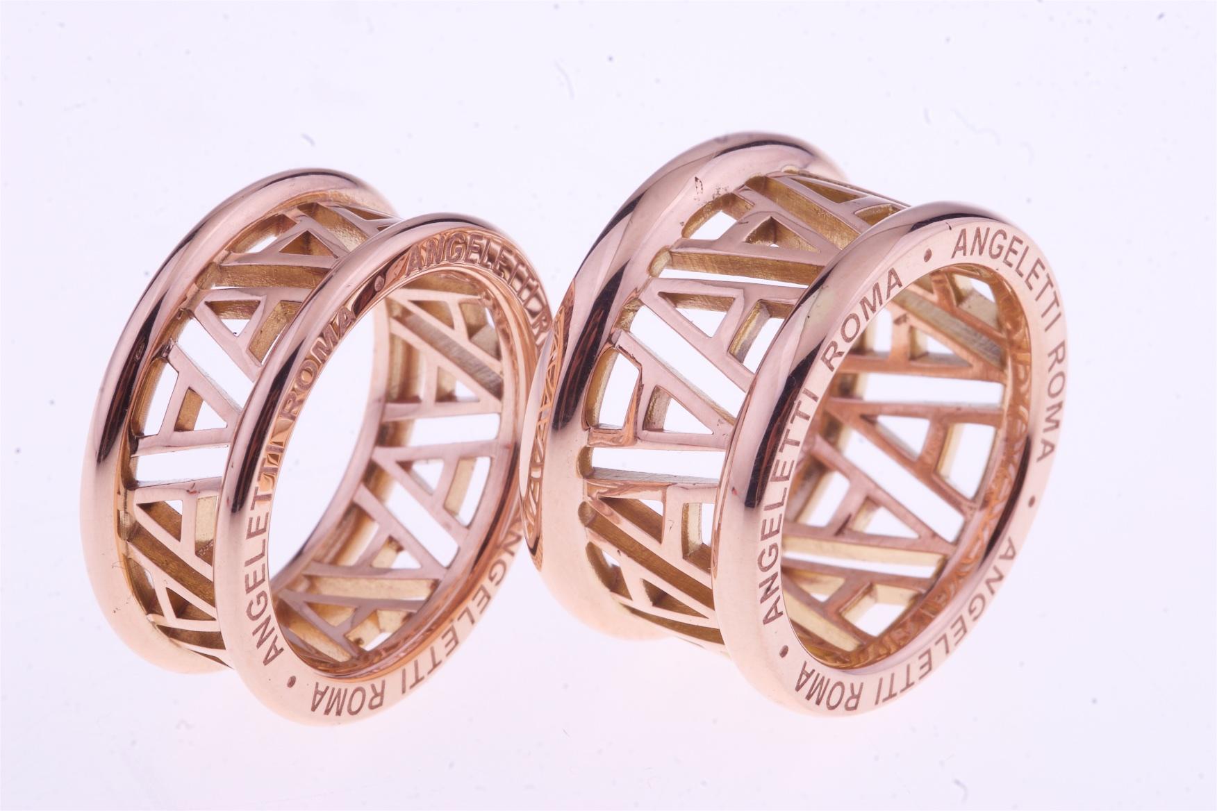 Logo by Angeletti Rose Gold Ring Small Size In New Condition For Sale In Roma, IT