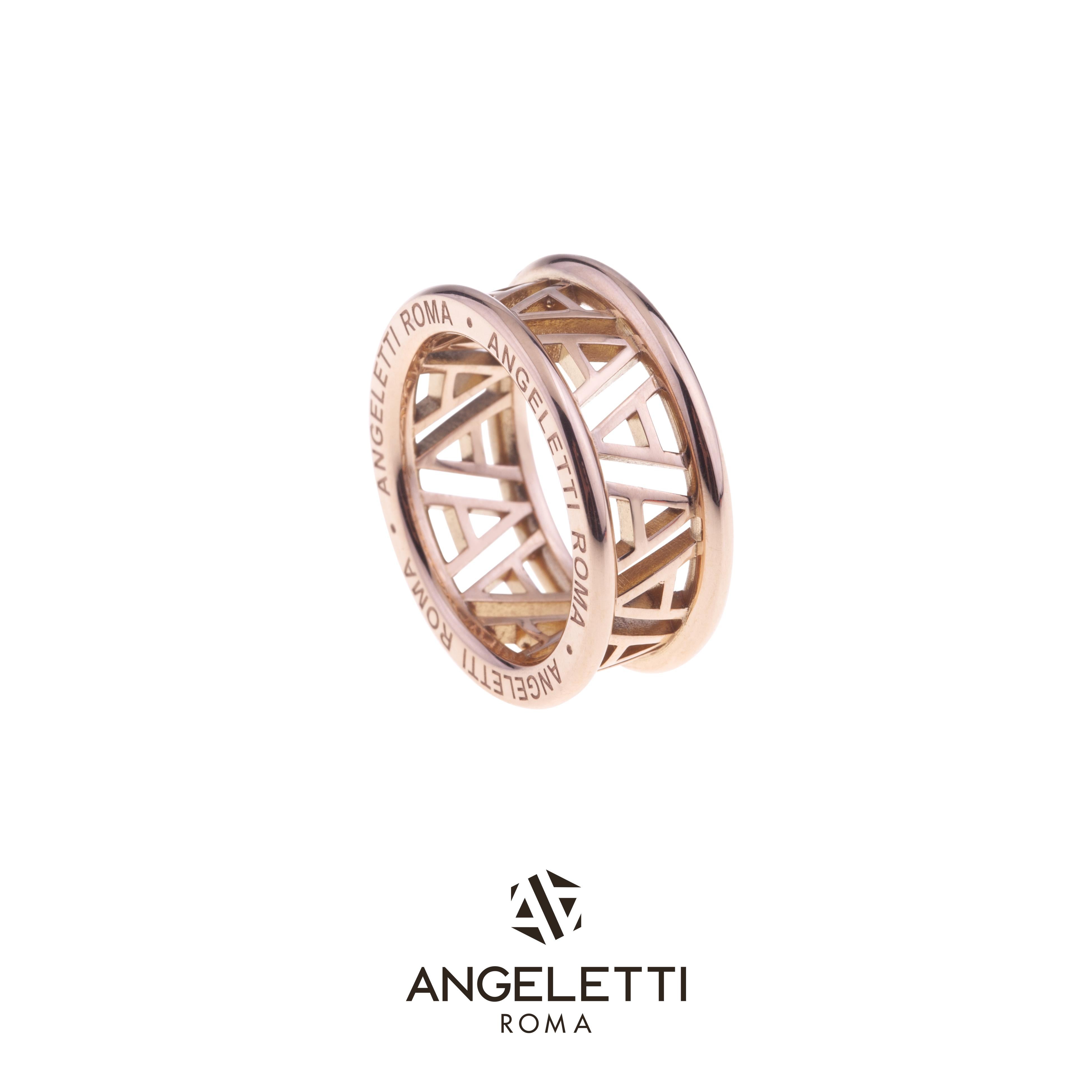 Anello Logo by Angeletti in oro rosa misura piccola in vendita 1