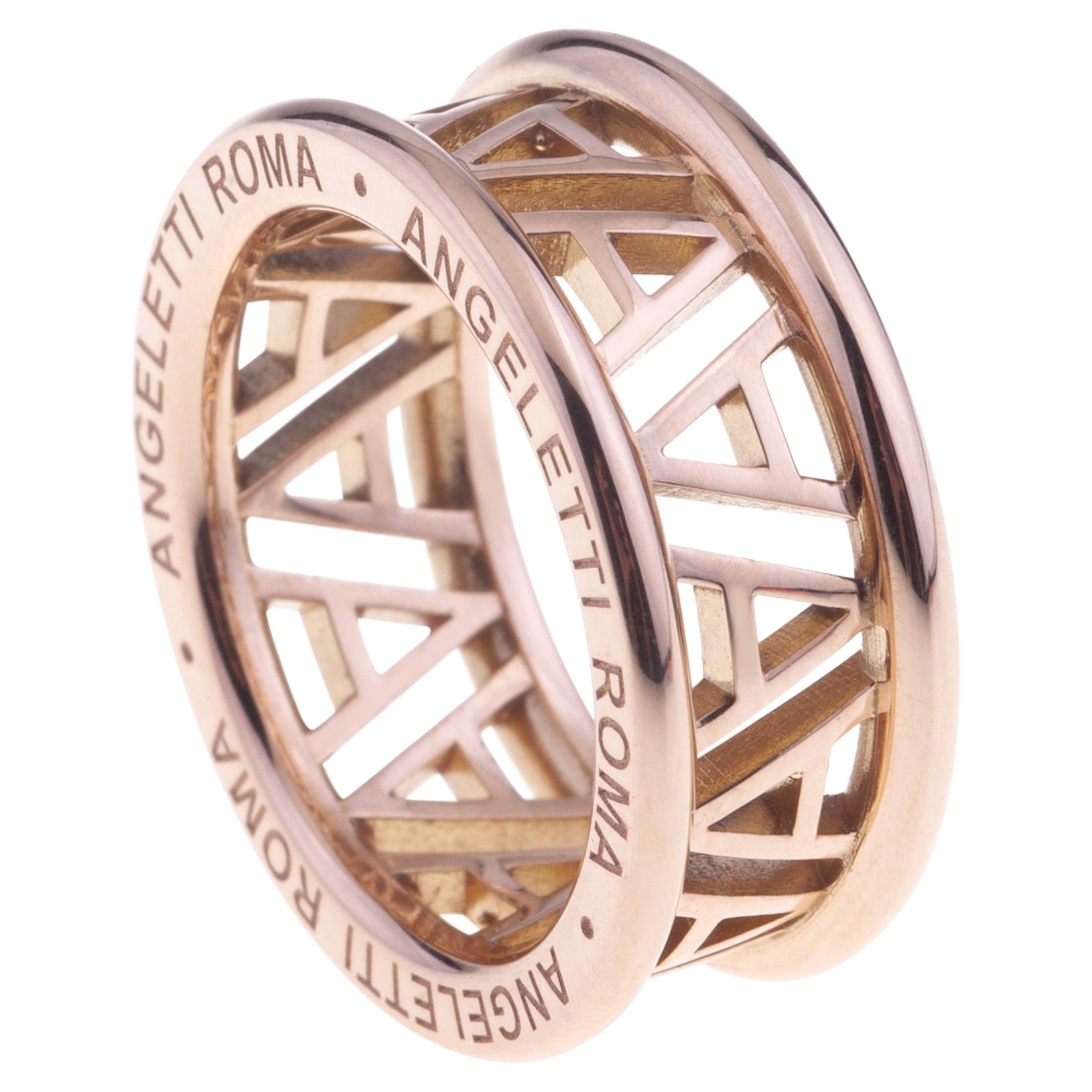 Logo by Angeletti Rose Gold Ring Small Size For Sale