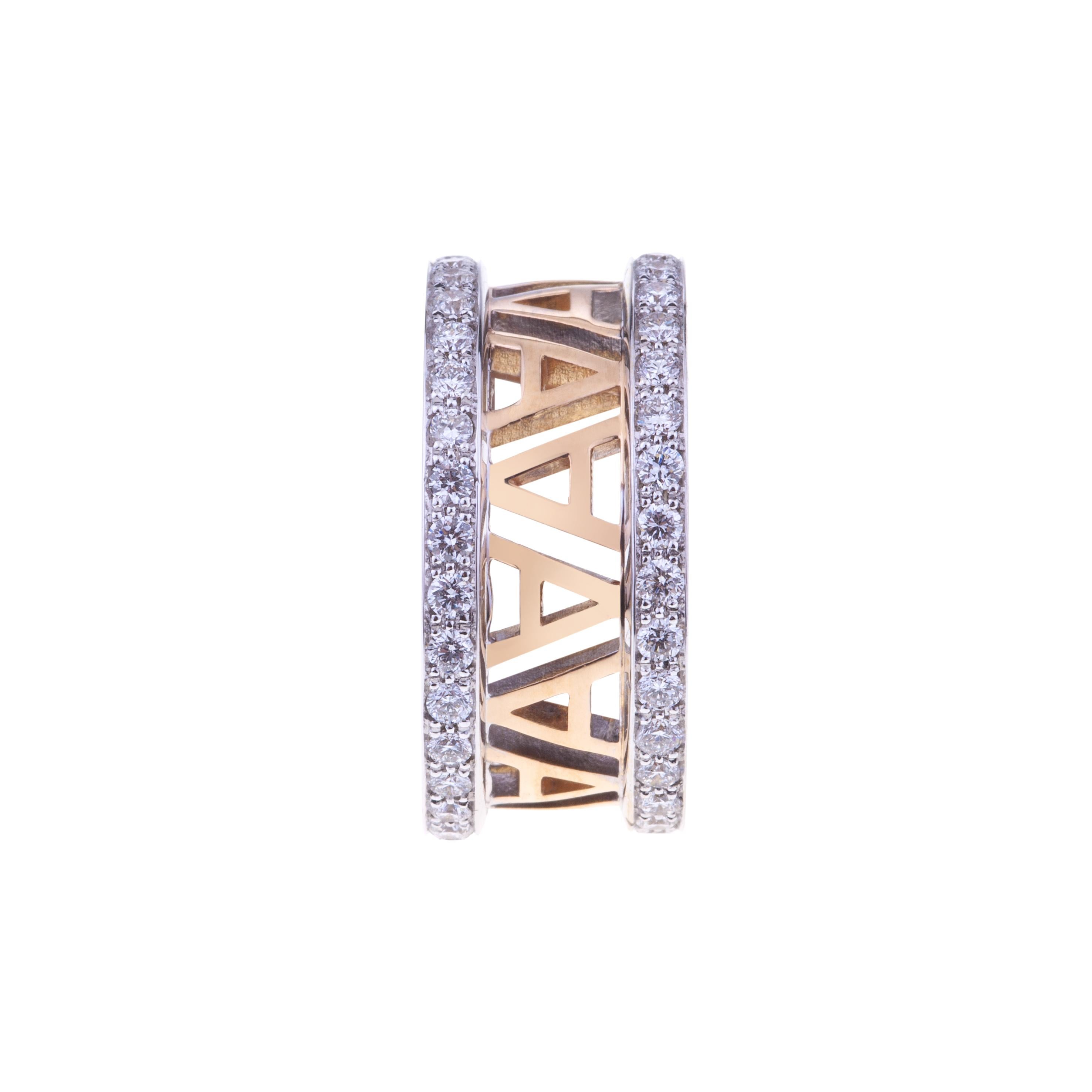 Modern Logo Rose Gold Ring Small Size with Diamonds