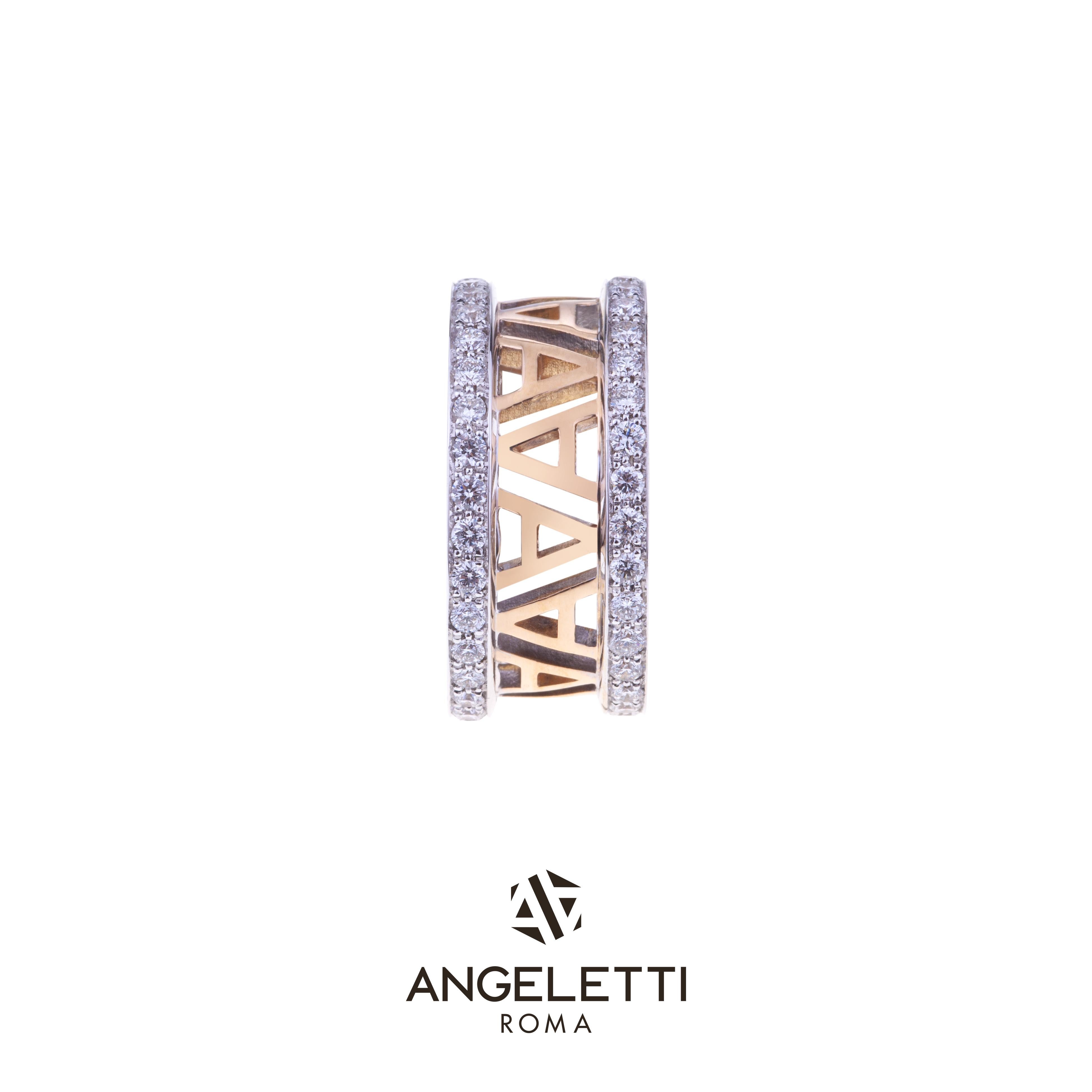 Logo Rose Gold Ring Small Size with Diamonds 1