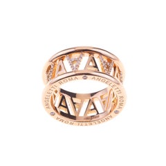 Logo by Angeletti. Rose Gold Ring with alternate "A" with Yellow Diamonds