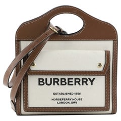 Logo Pocket Tote Canvas with Leather Mini