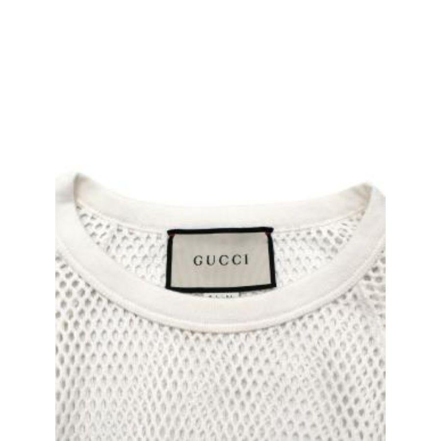 Logo Print White Perforated T-Shirt For Sale 3