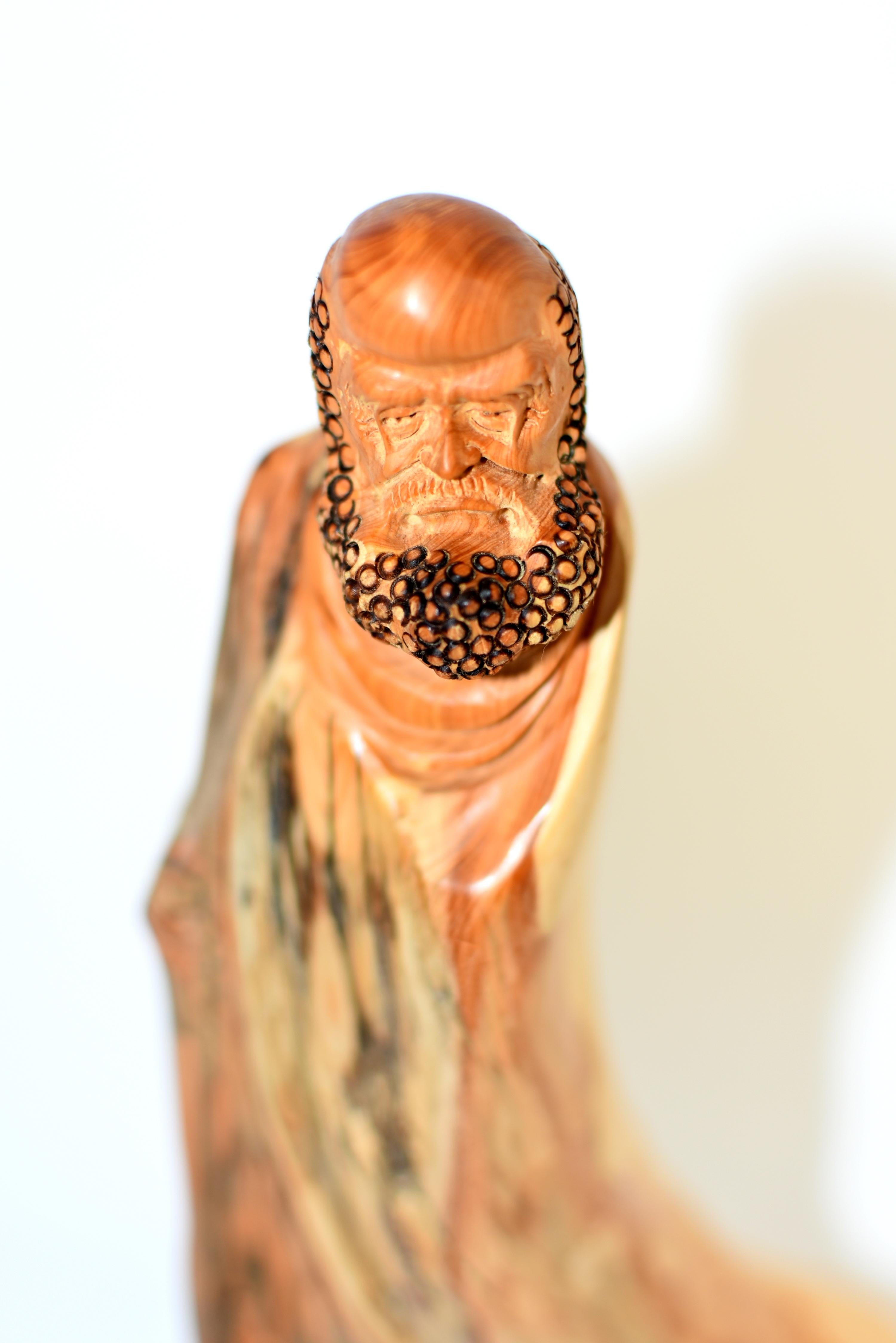 Lohan Arhat Sculpture Hand Carved Solid Wood 5
