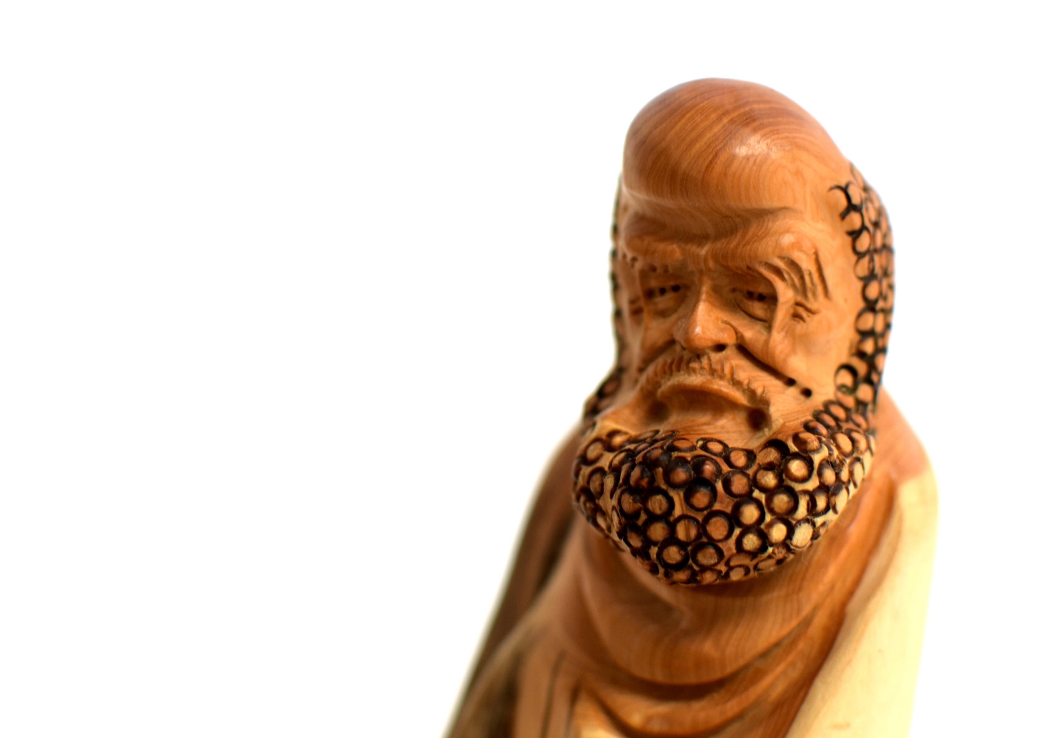 Lohan Arhat Sculpture Hand Carved Solid Wood 6
