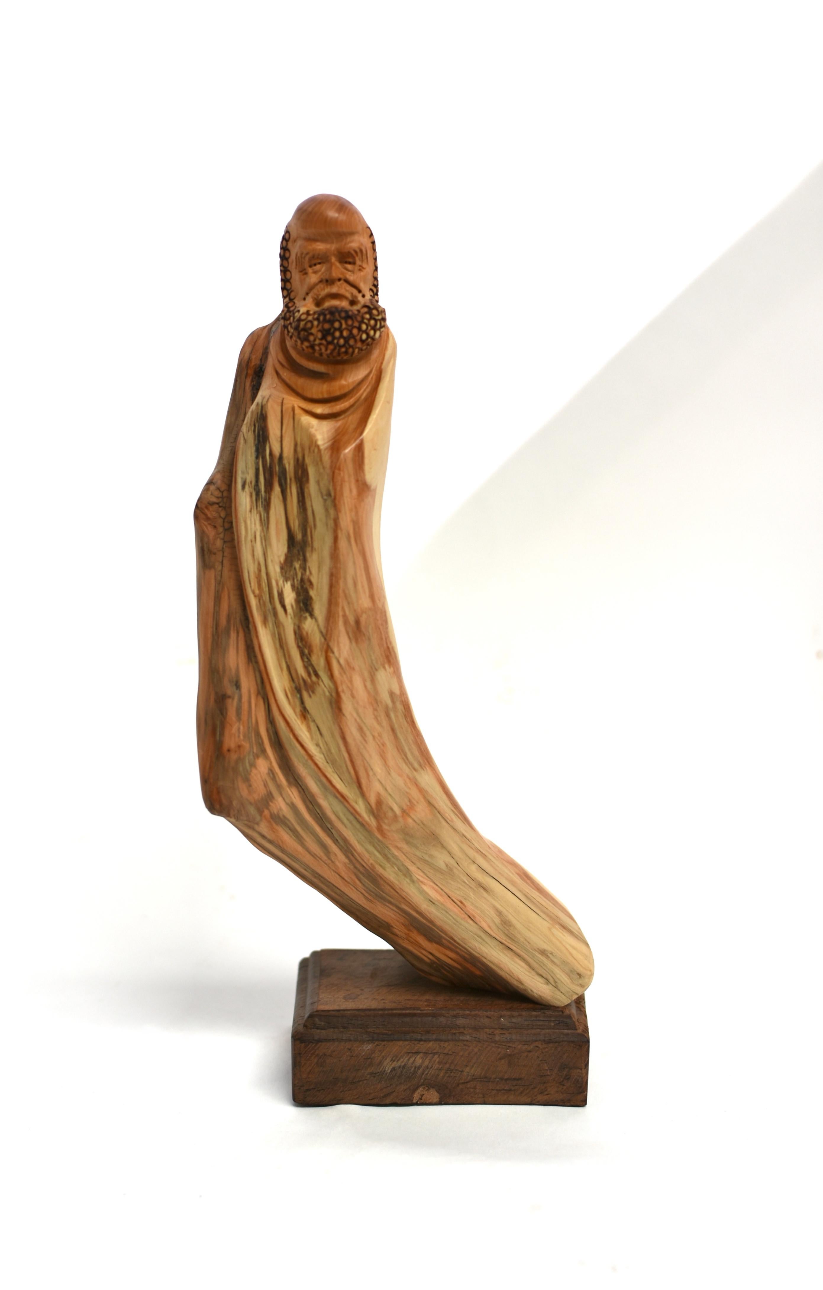 Lohan Arhat Sculpture Hand Carved Solid Wood 7