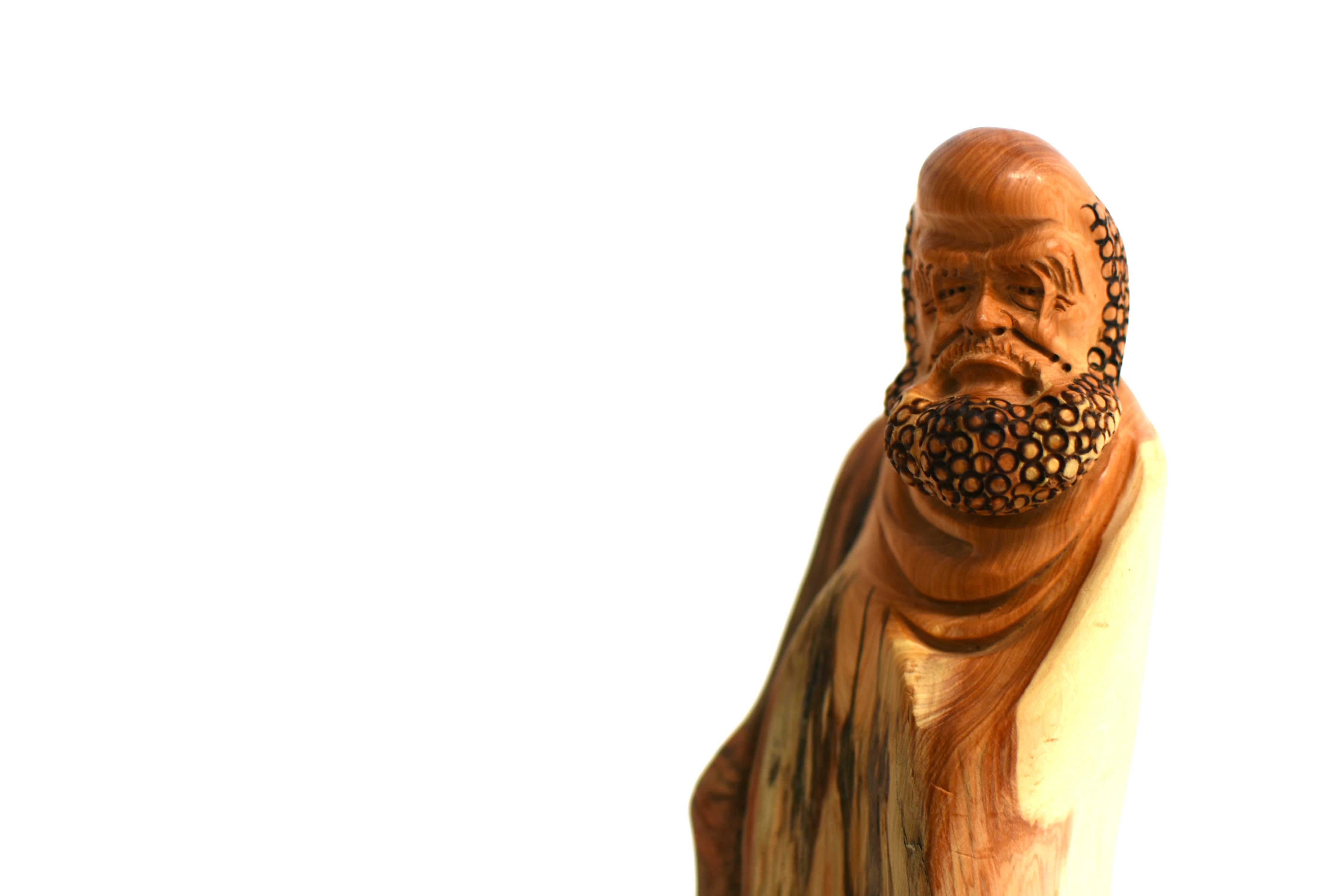 Lohan Arhat Sculpture Hand Carved Solid Wood 9