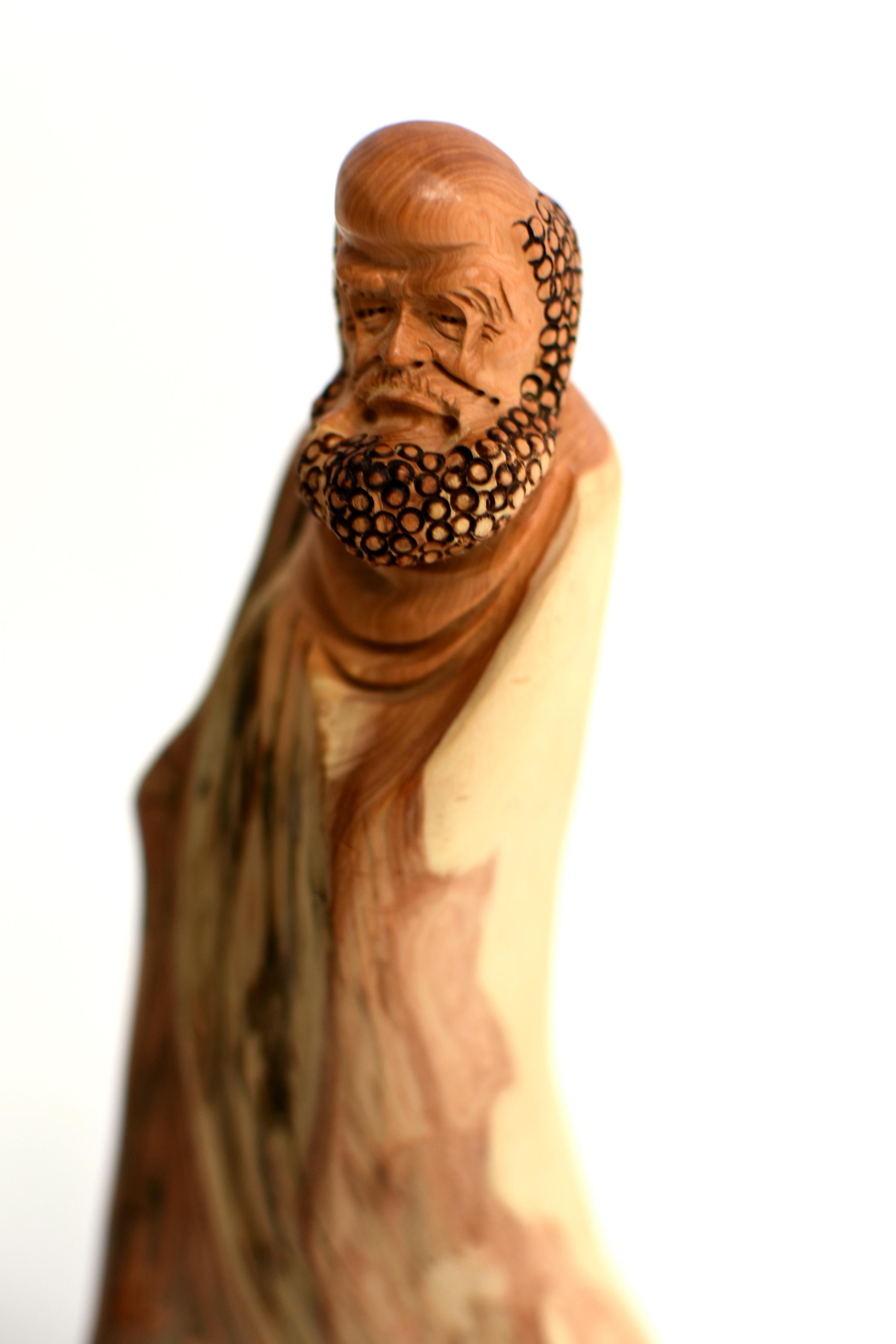 Lohan Arhat Sculpture Hand Carved Solid Wood 2