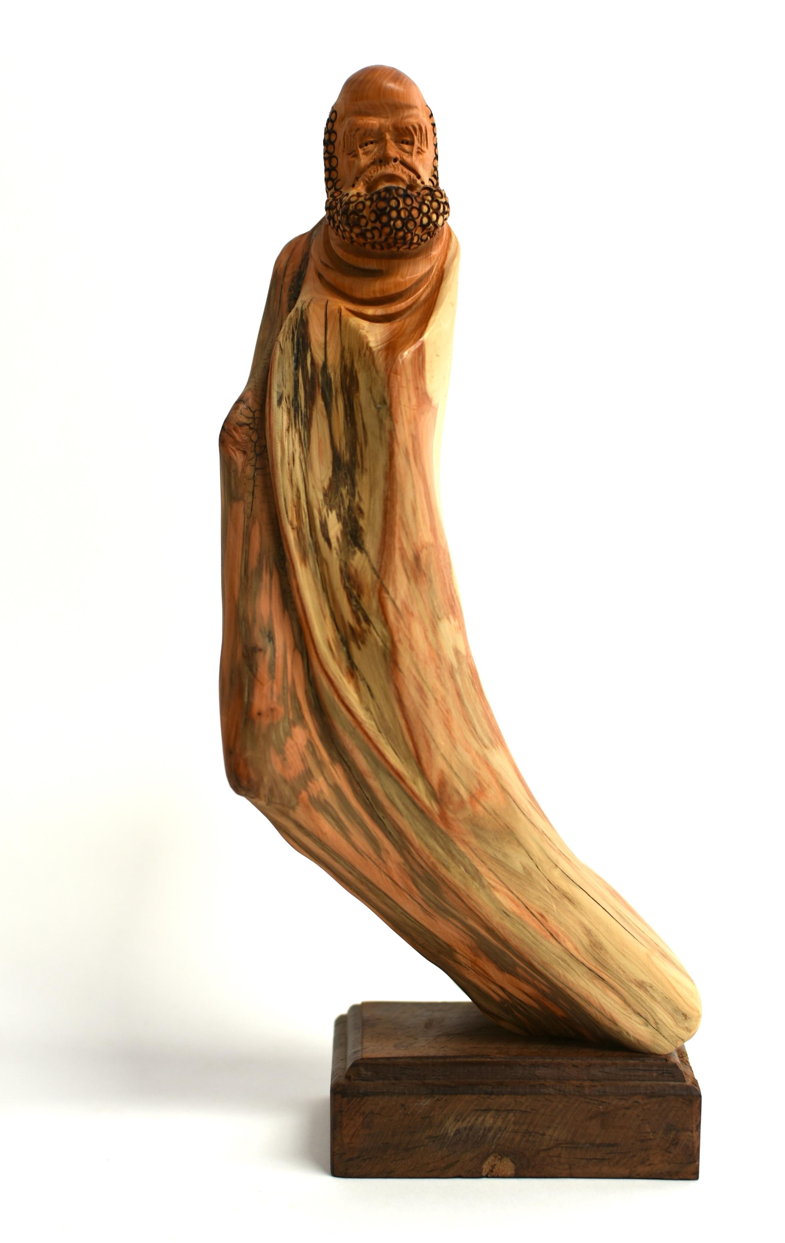 Lohan Arhat Sculpture Hand Carved Solid Wood 3