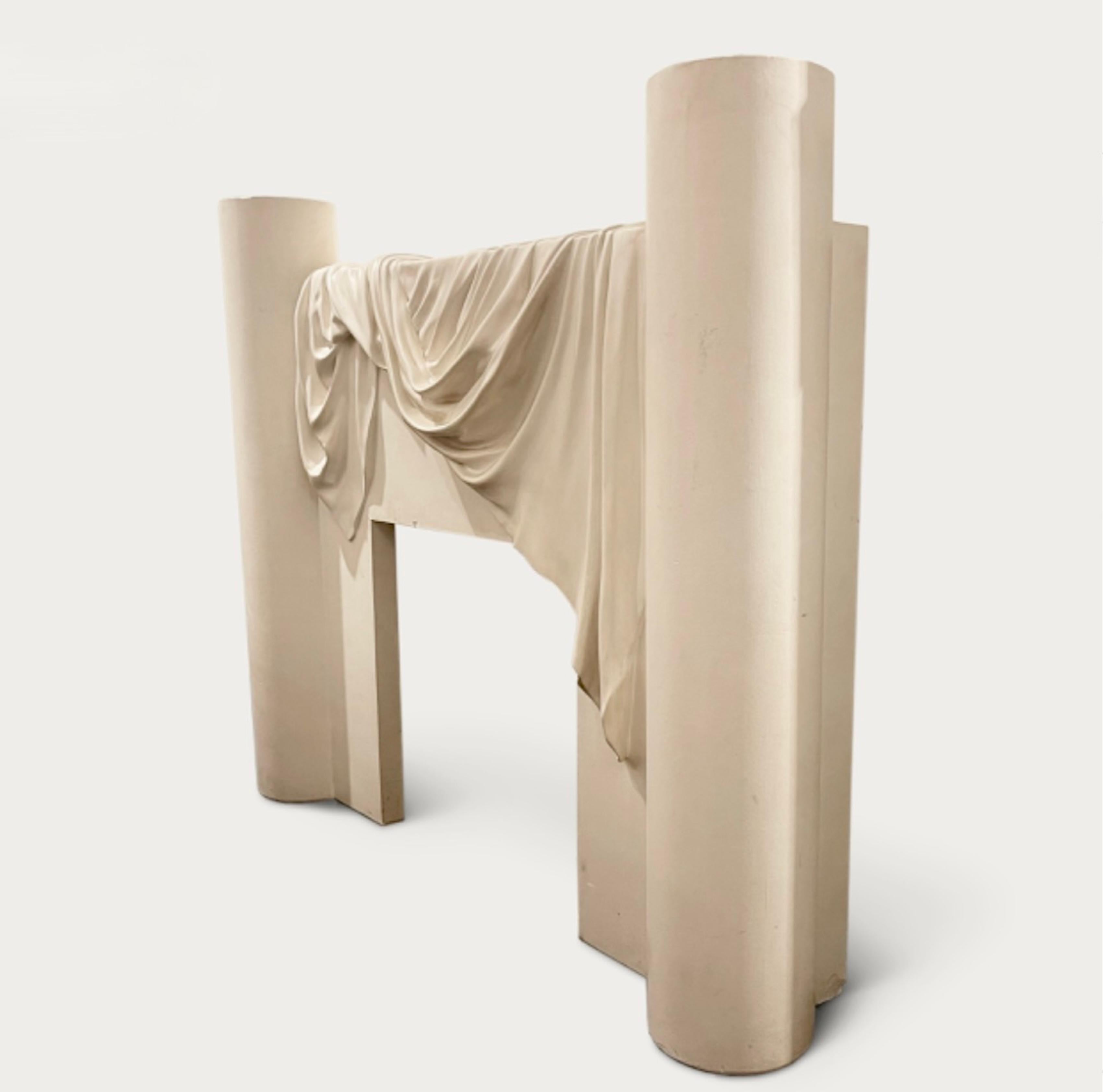 European Loic Beuchet Trompe L'Oeil Plaster Fire Surround 1980s For Sale