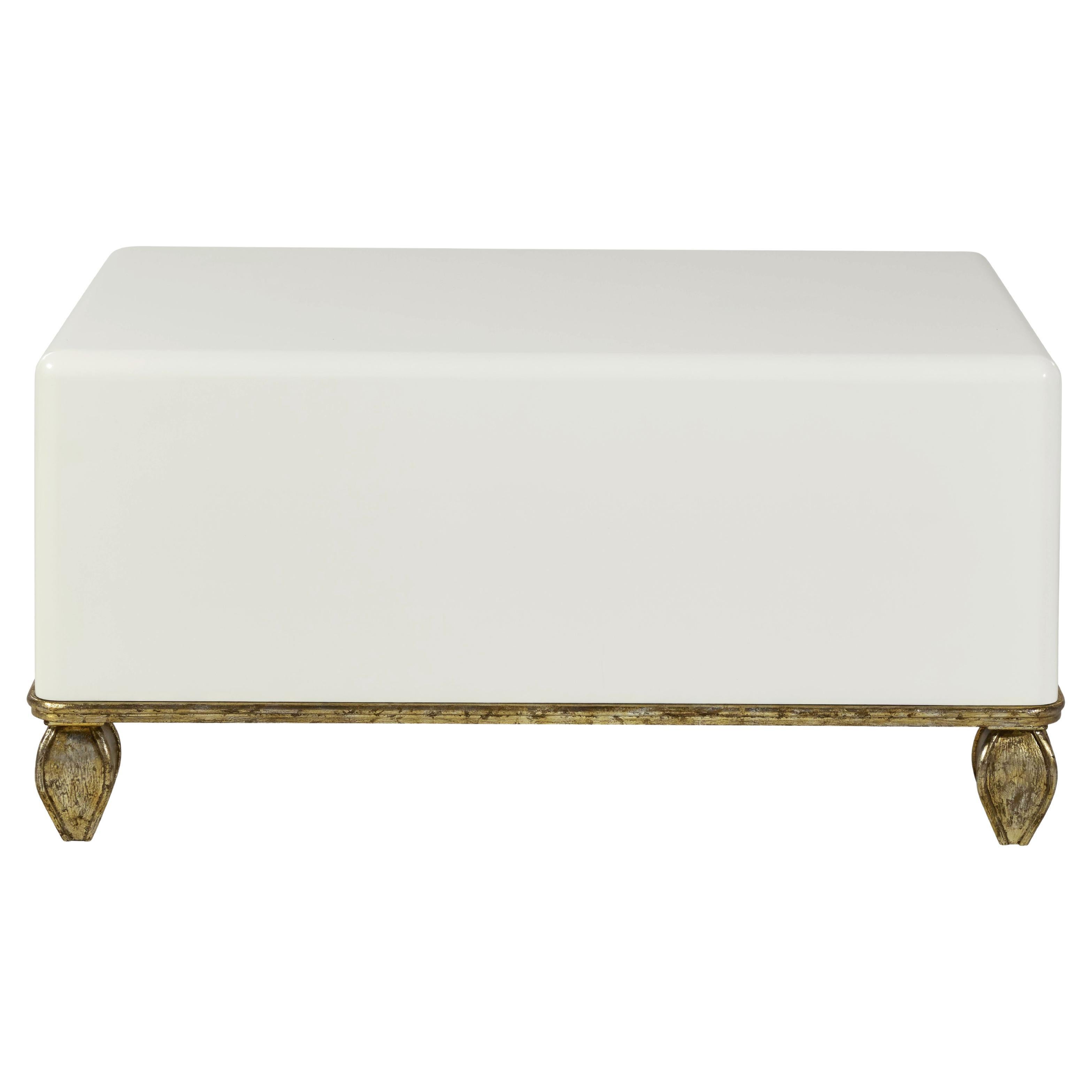 Loire Cocktail Table - French Lacquered White w/Gold