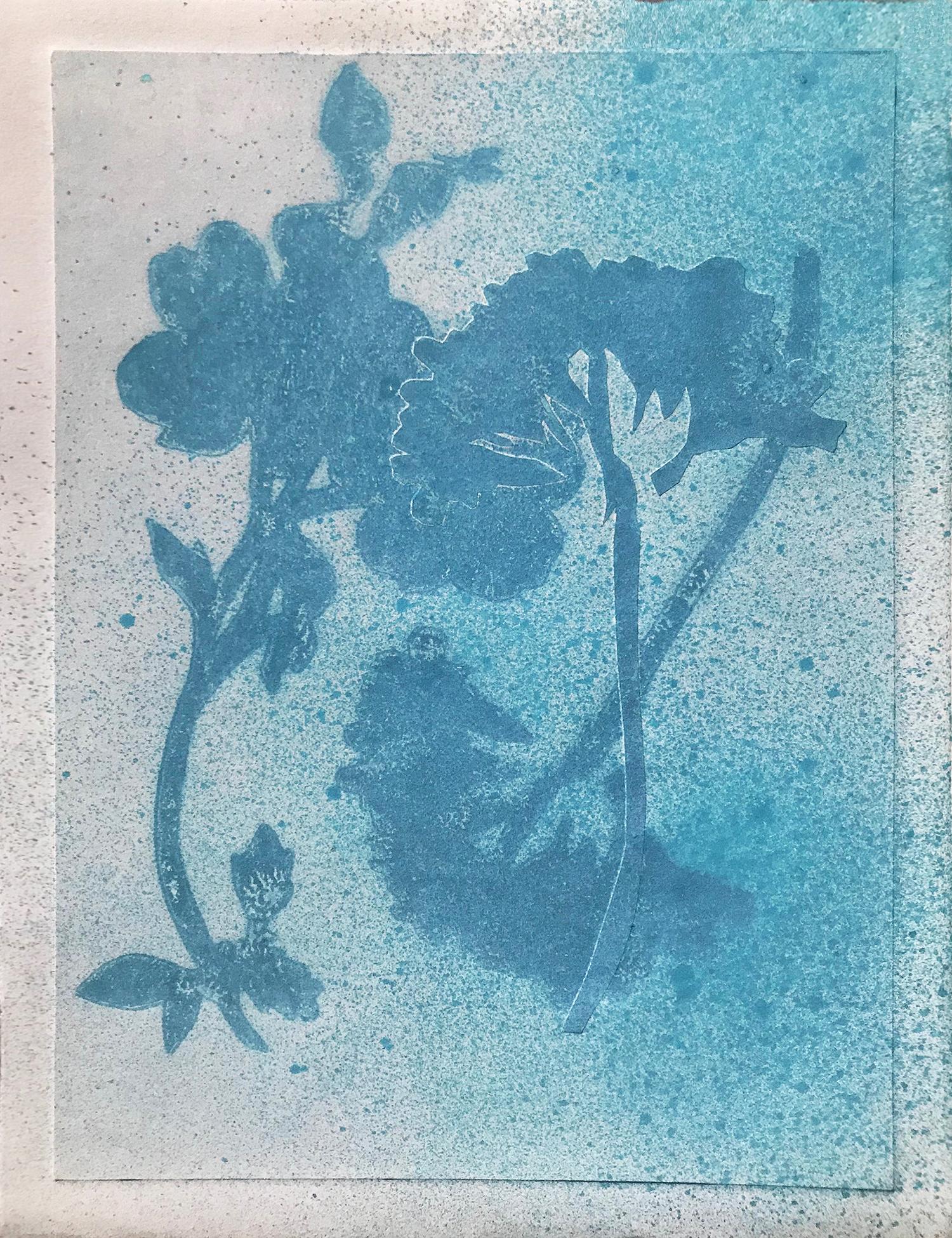 Flower Shadows I, 12 individual floral monotypes together in a grid 8