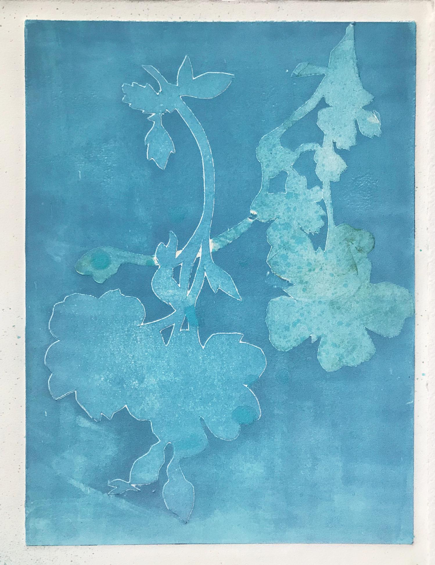 Flower Shadows I, 12 individual floral monotypes together in a grid 13
