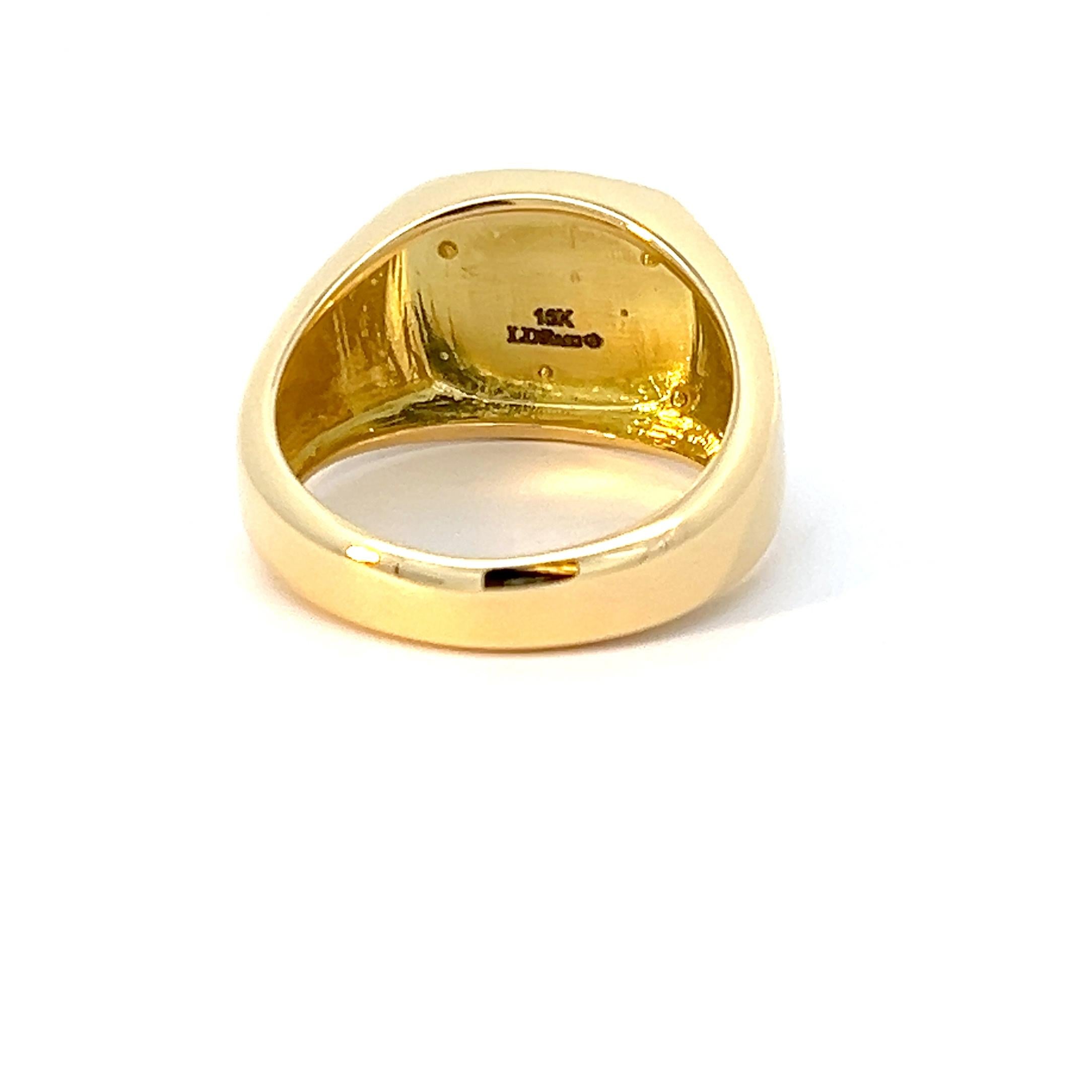 For Sale:  Lois D. Sasson Design 18k Yellow Gold Men's Signet Ring  6