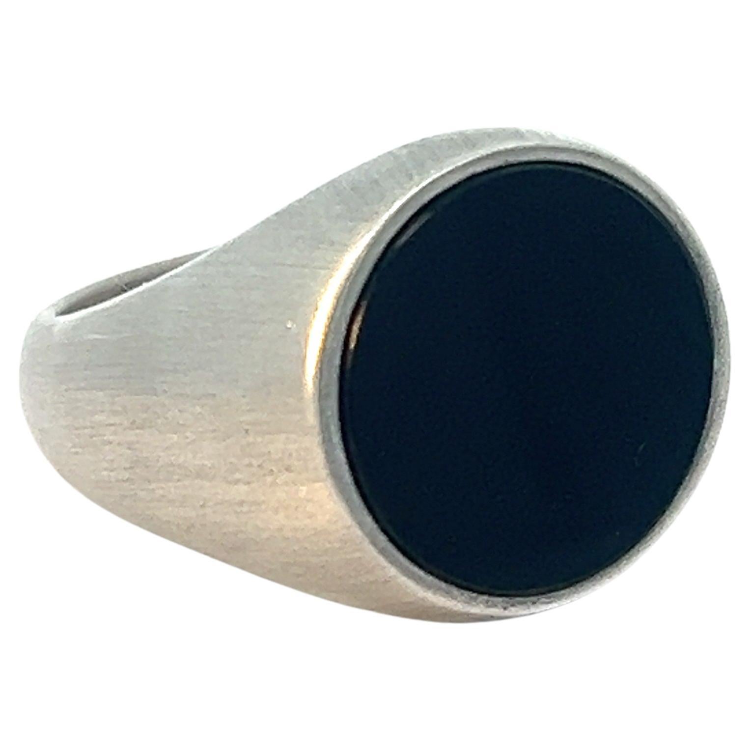 Lois D. Sasson Design Sterling Silver Black Onyx Signet Men's Ring For Sale