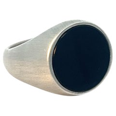 Lois D. Sasson Design Sterlingsilber Schwarzer Onyx Siegel-Herrenring