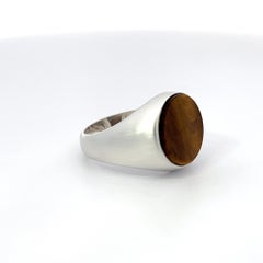 Lois D. Sasson Design Sterling Silver Tiger Eye Signet Men's Ring