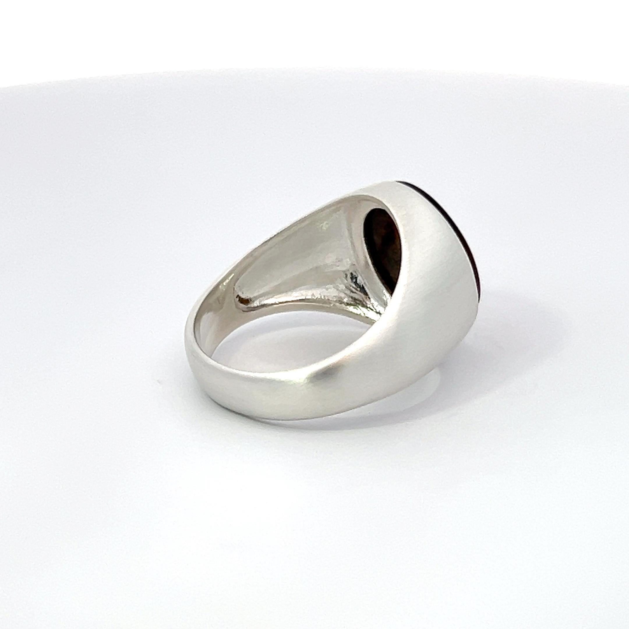 Round Cut Lois D. Sasson Design Sterling Silver Tiger Eye Signet Men's Ring For Sale