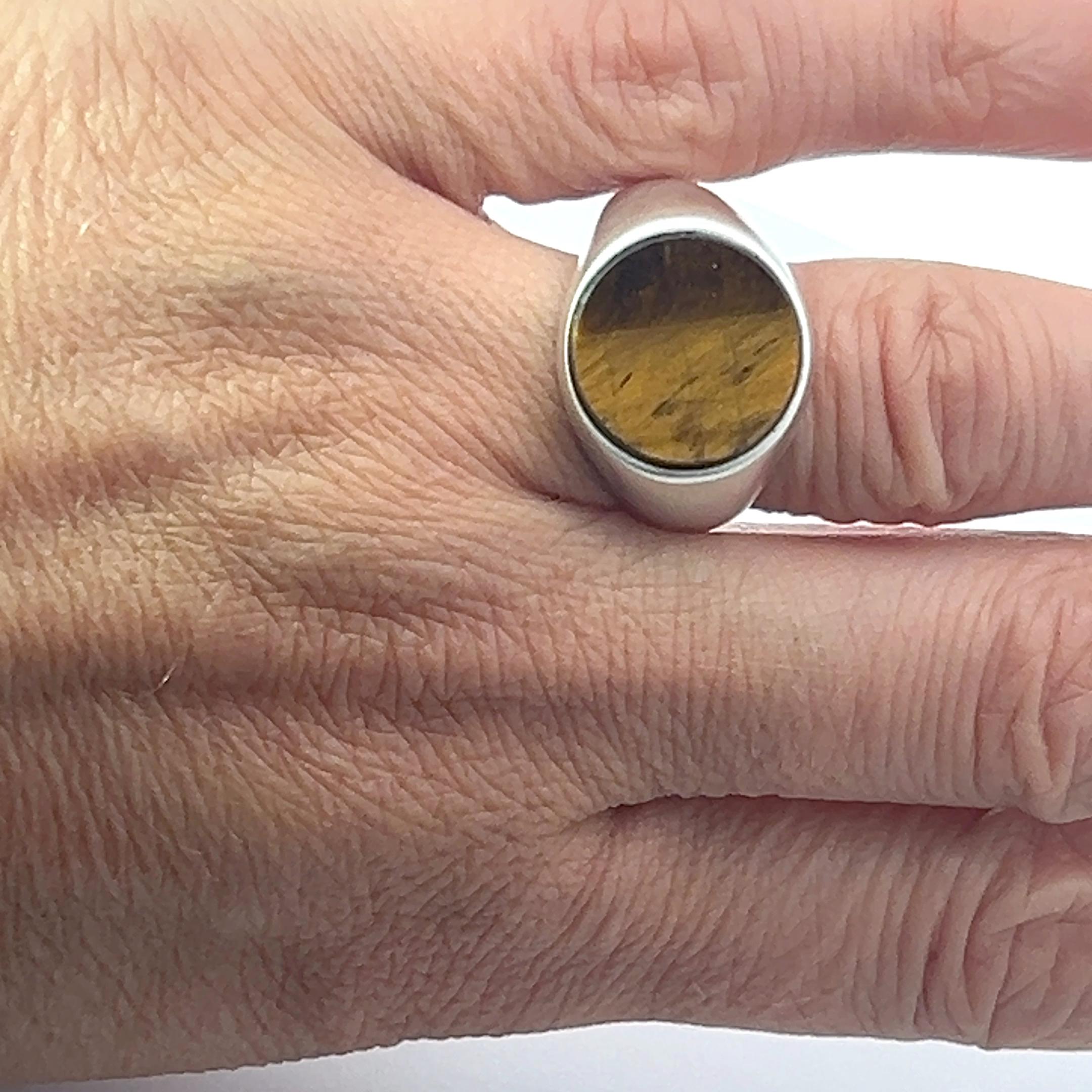 Lois D. Sasson Design Sterling Silver Tiger Eye Signet Men's Ring For Sale 1