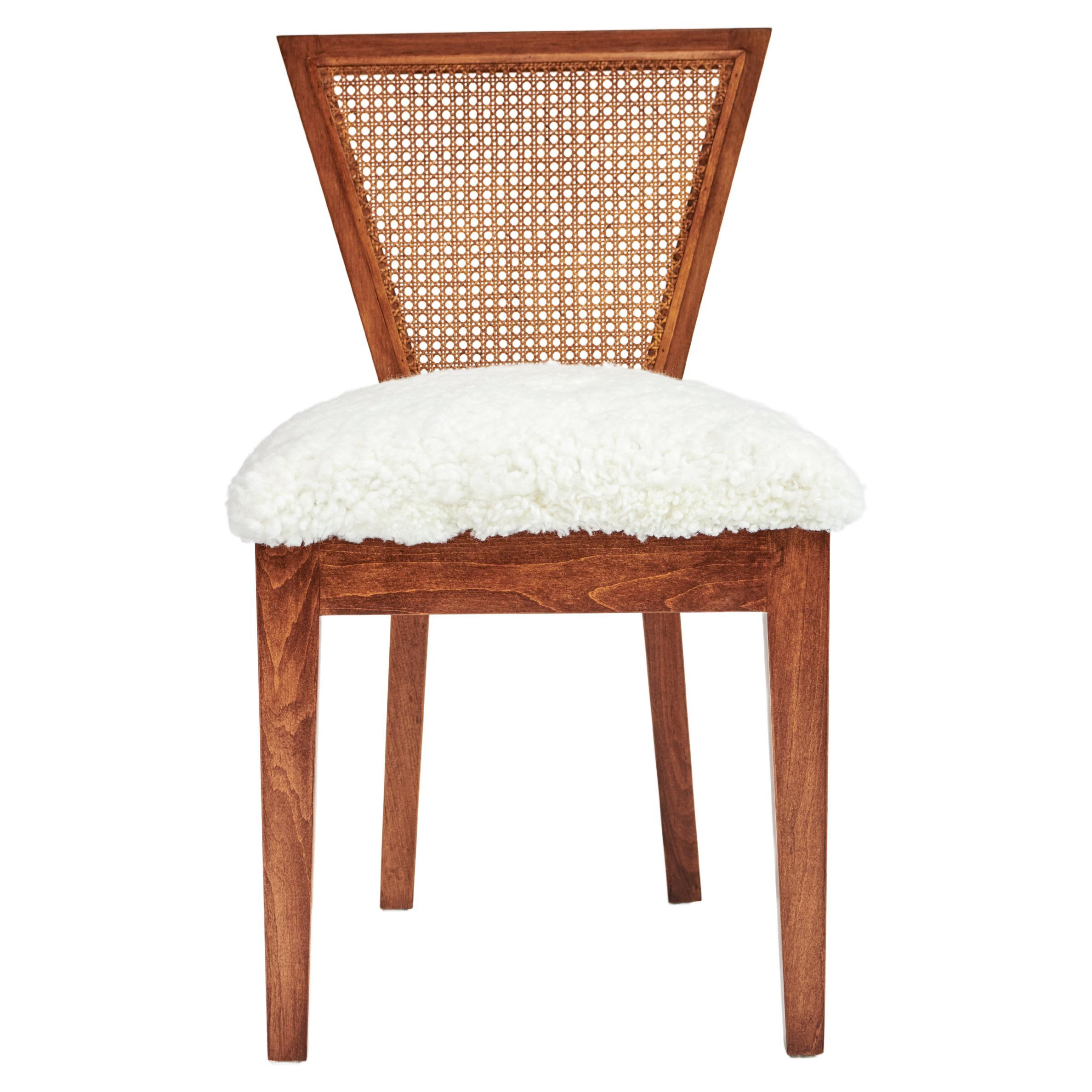 Lois Dining Chair, Shearling & Ratan by Christian Siriano For Sale