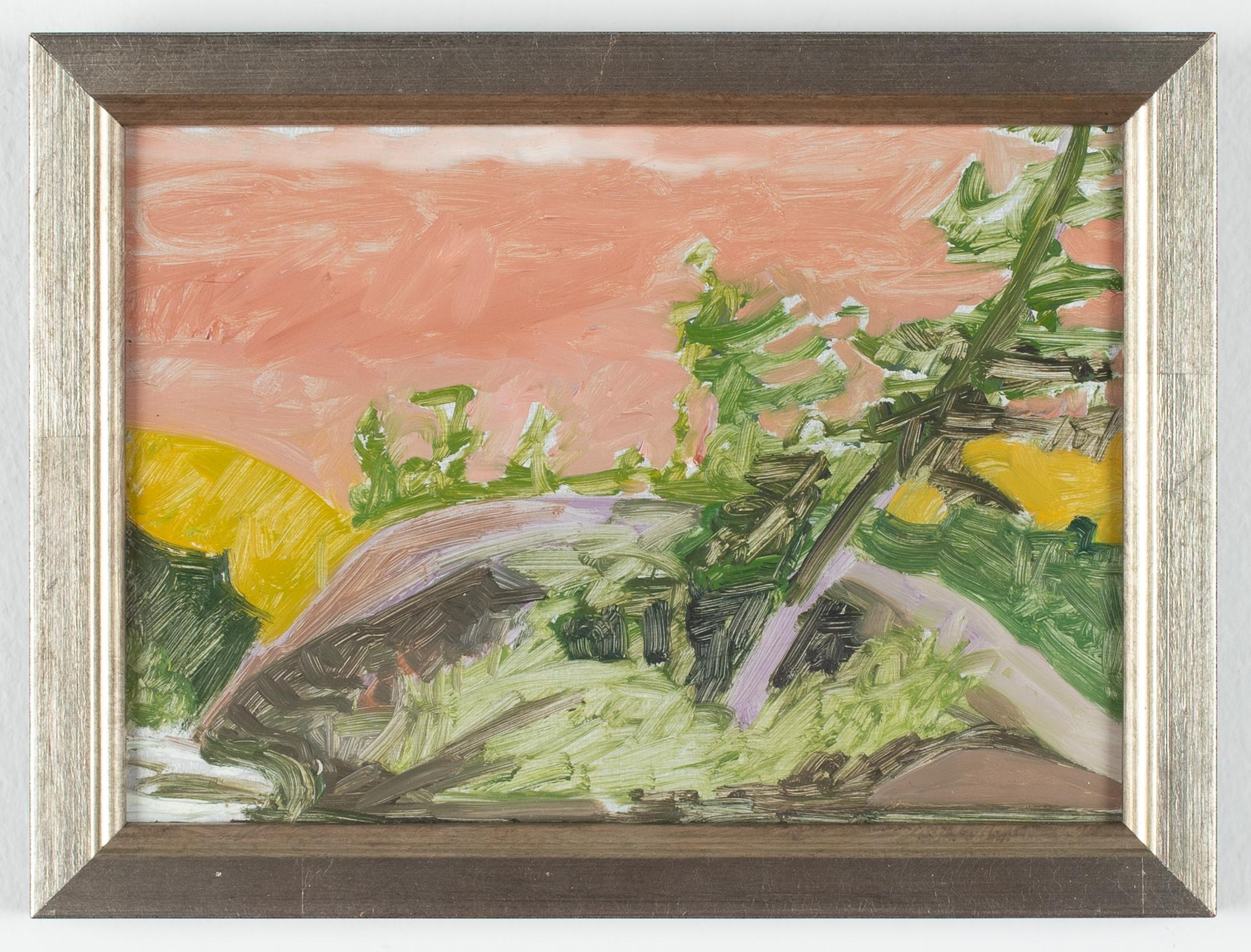 Lois Dodd Landscape Painting – Boulder- und Baumholz