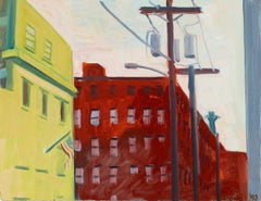 "Jersey City Lofts" Lois Dodd,  Plein-Air, Modernistische amerikanische Stadtlandschaft
