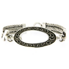 Lois Hill 925 Silver Woven Toggle Granulated Scroll Bracelet