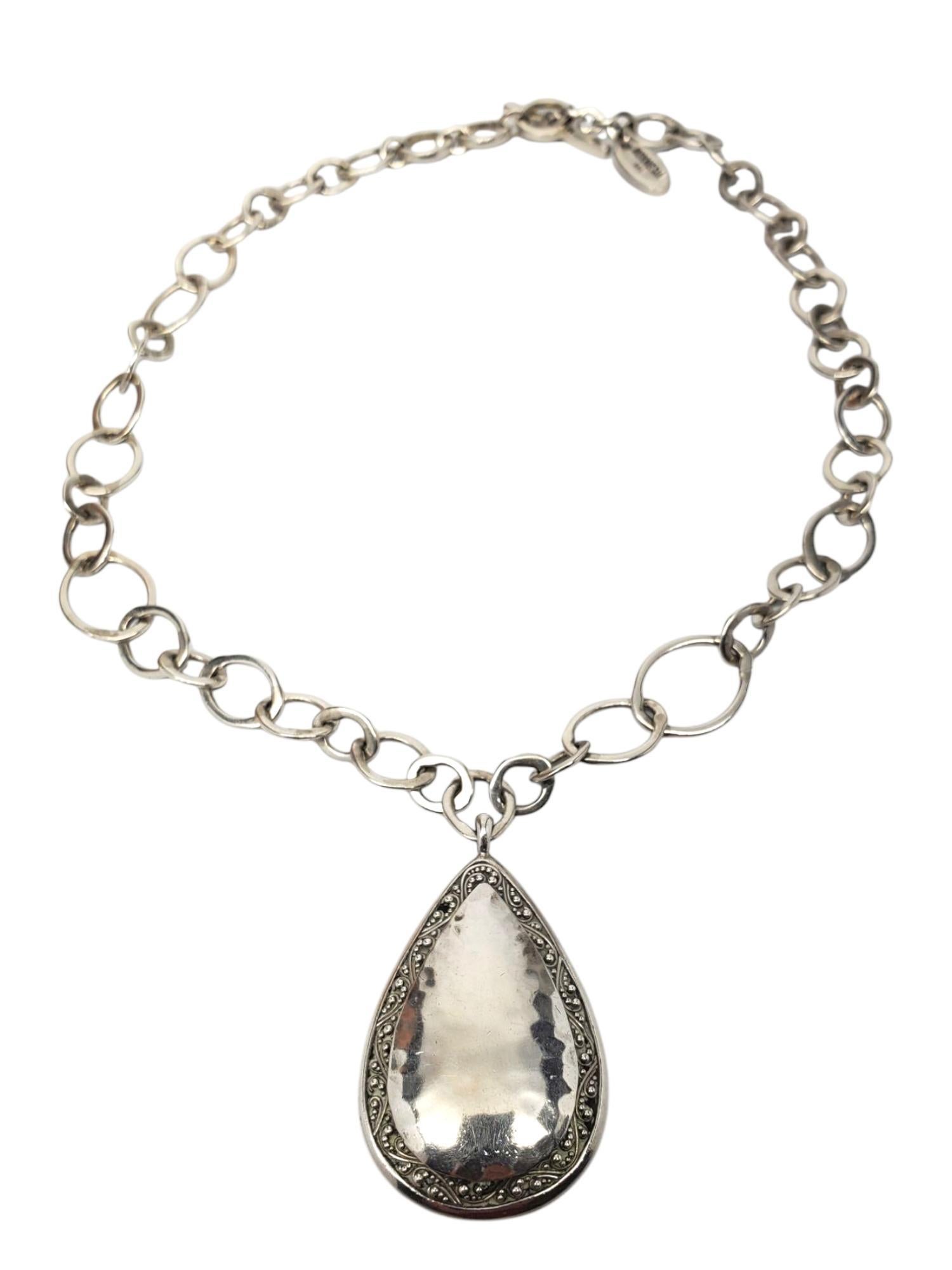 Lois Hill Sterling Silber gehämmert Teardrop Link Anhänger Halskette #21601 im Angebot 1