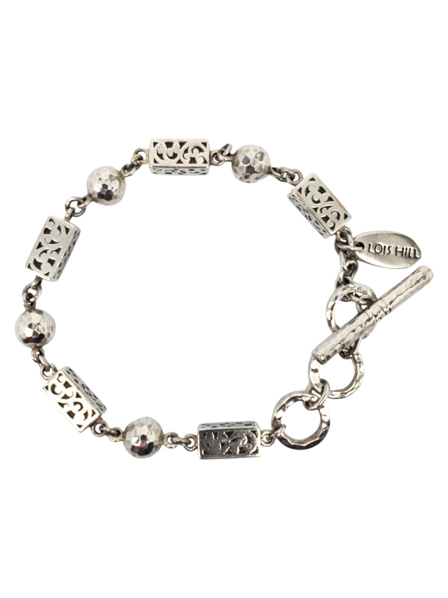 Women's Lois Hill Sterling Silver Scroll & Bead Link Toggle Bracelet #21542 For Sale