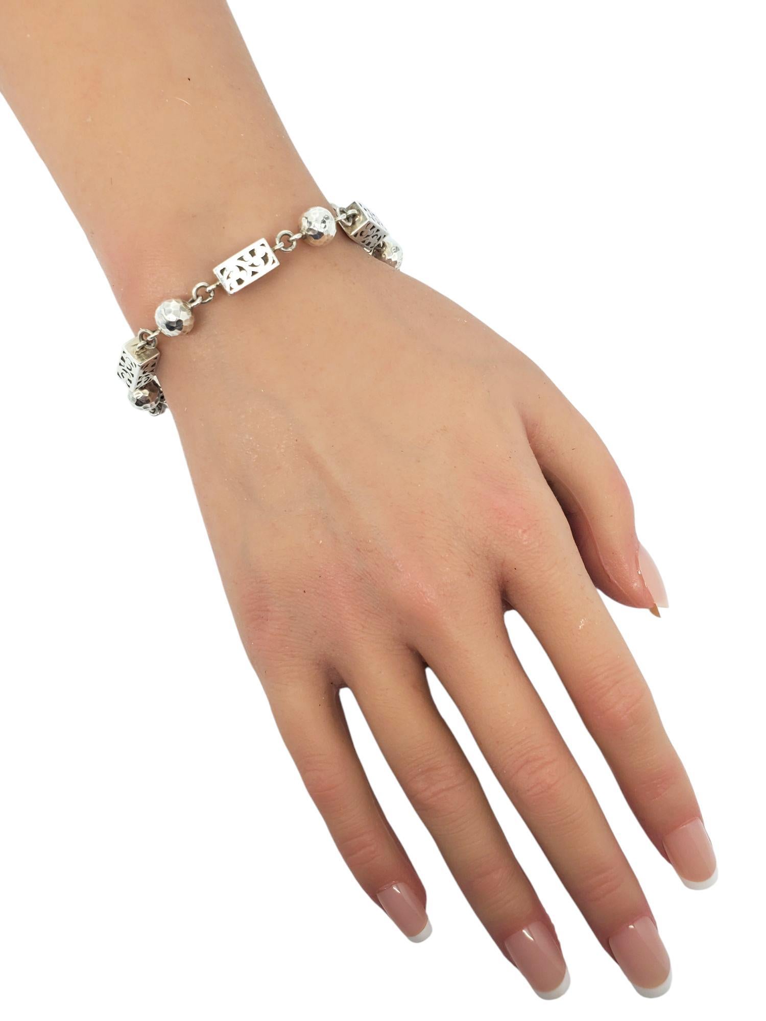 Lois Hill Sterling Silver Scroll & Bead Link Toggle Bracelet #21542 For Sale 3