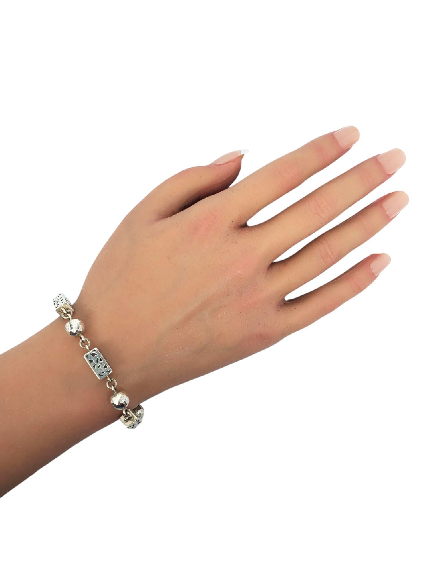 Lois Hill Sterling Silver Scroll & Bead Link Toggle Bracelet #21542 For Sale 4