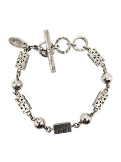 I Hill Sterling Silver Scroll & Bead Link Toggle Bracelet #21542