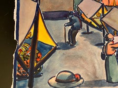 Loïs Hutton "Jour de marché" Gouache on Paper, Dated on the Reverse