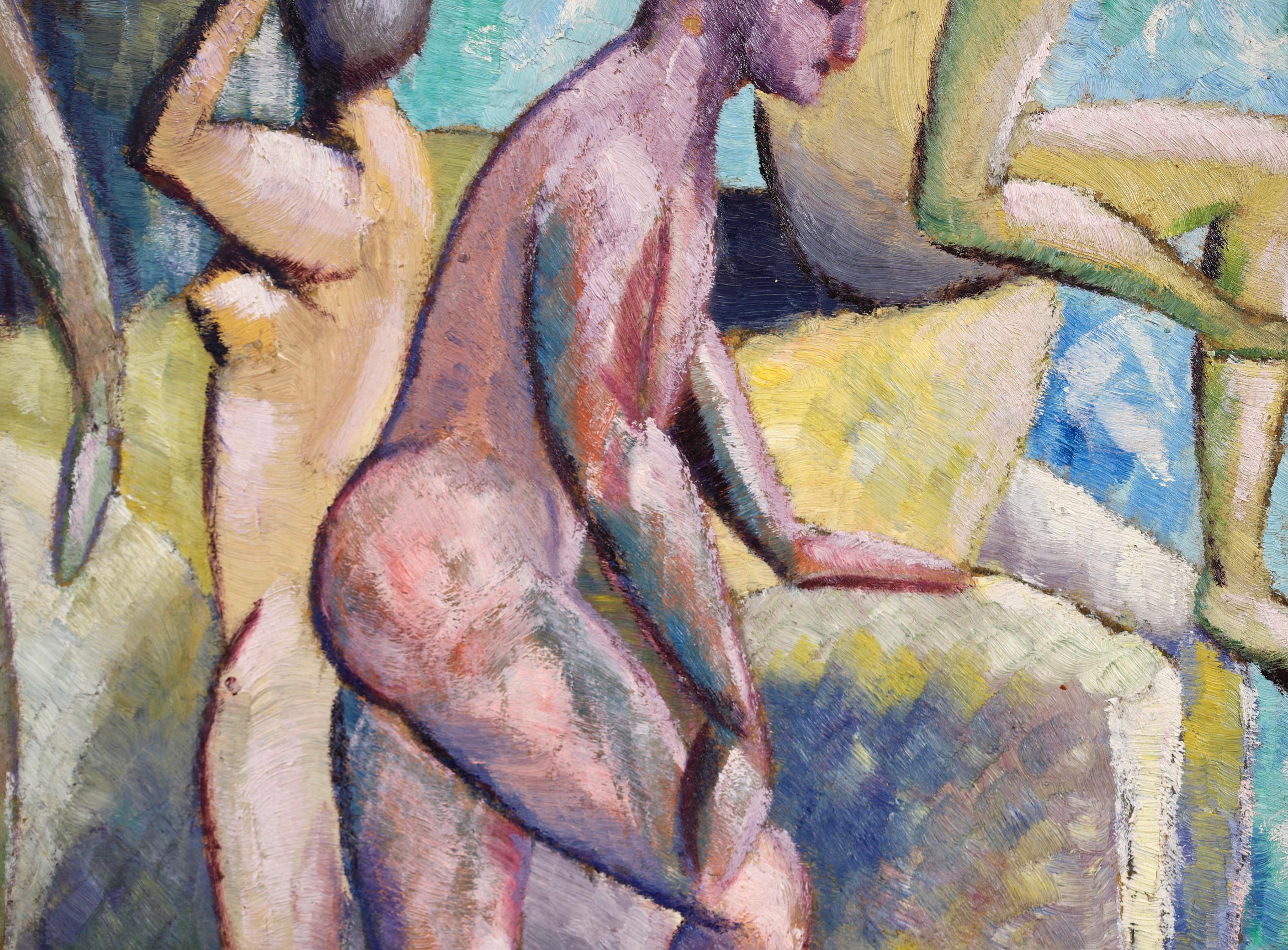 John Duncan Fergusson – Bathing at Eden Roc - Cubist Oil by Lois Hutton 5