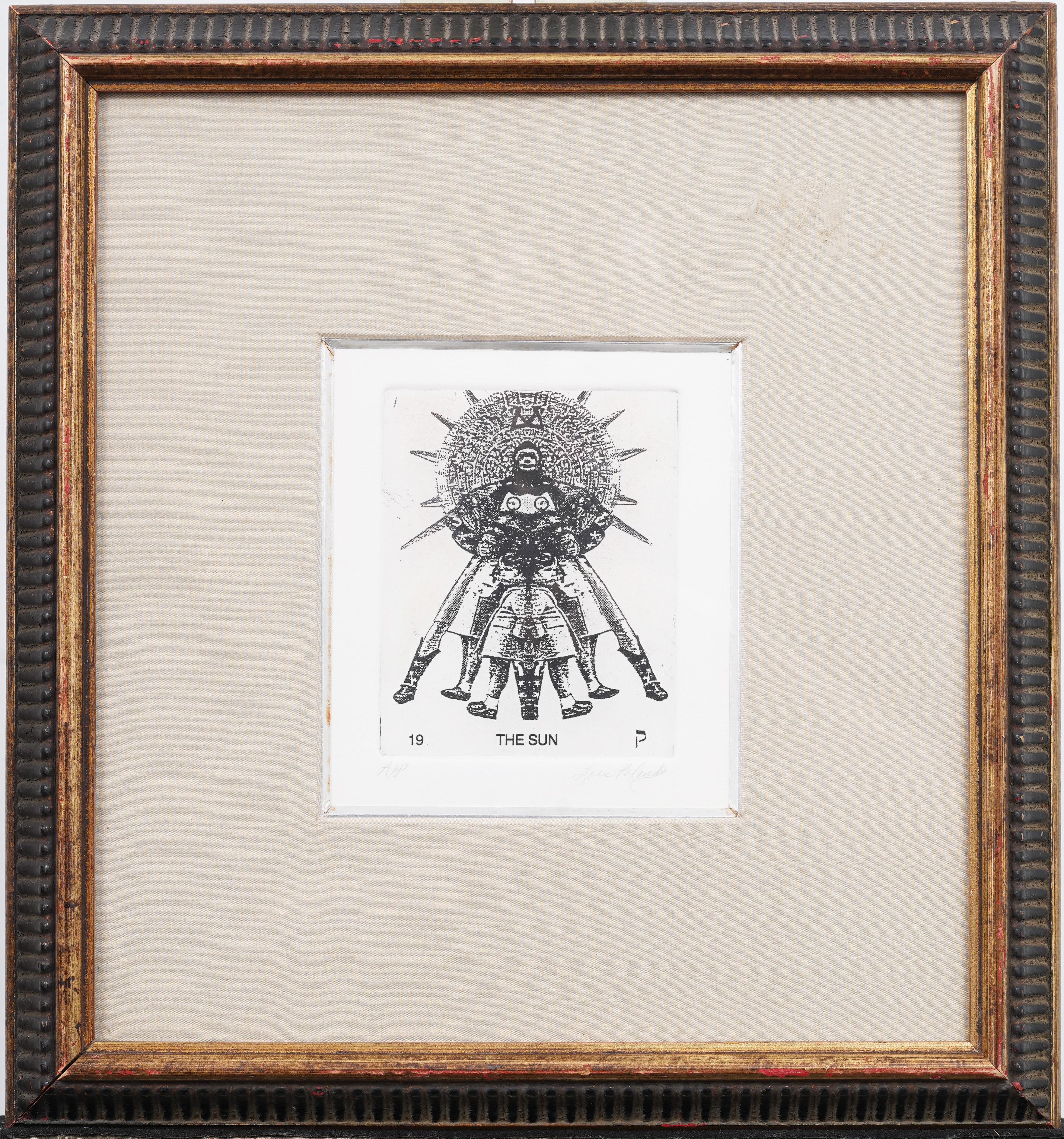 Vintage American Tarot Card Etching "The Sun"