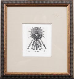 Vintage American Tarot Card Etching "The Sun"