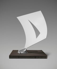 "Curved Form with Space" White Stainless St, Rectangle, Triangle, Negative Space