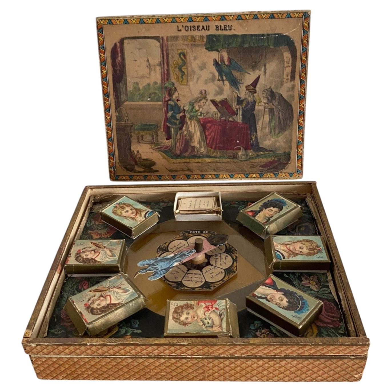 “L’Oiseau Bleu” Game Box, 19th Century, Lithographed Cardboard Oracle Set