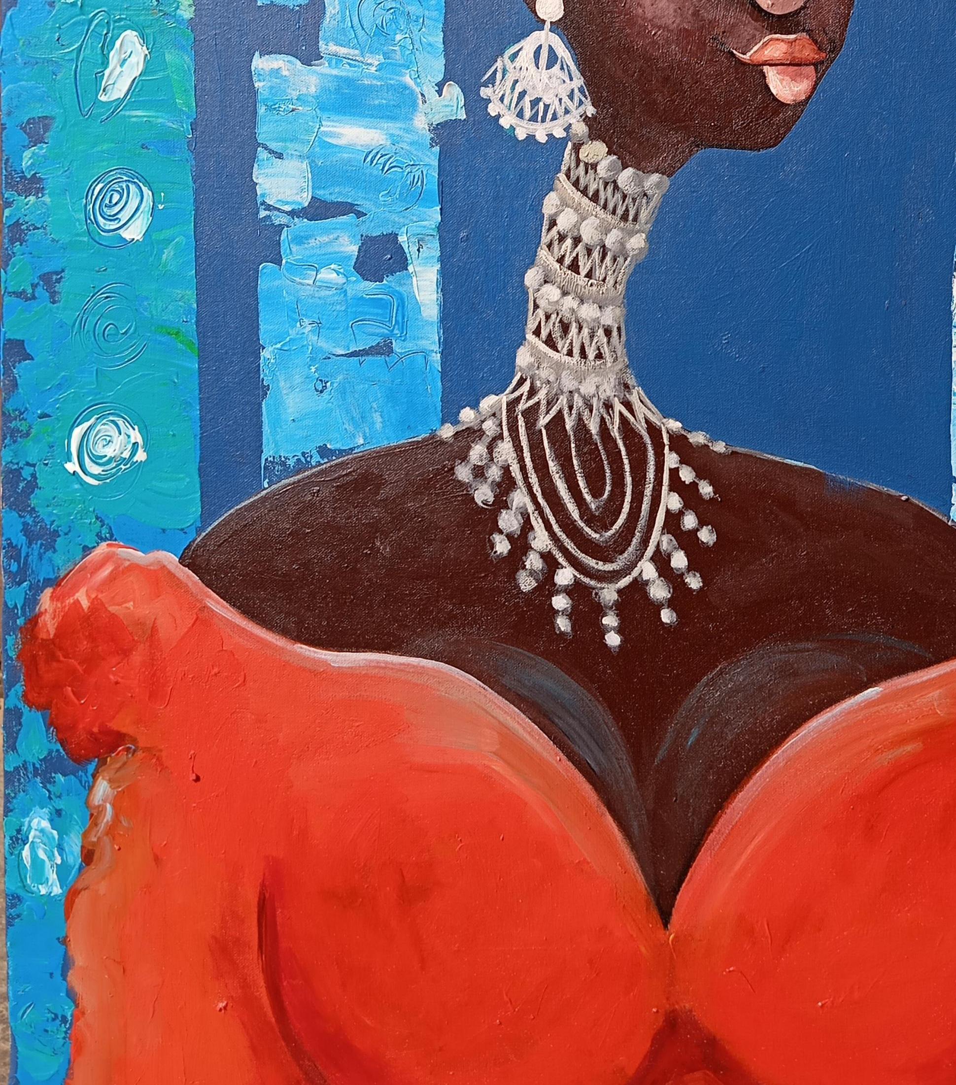 Schwarz und kühn 1 (Blau), Figurative Painting, von Loje Oluwaseun 