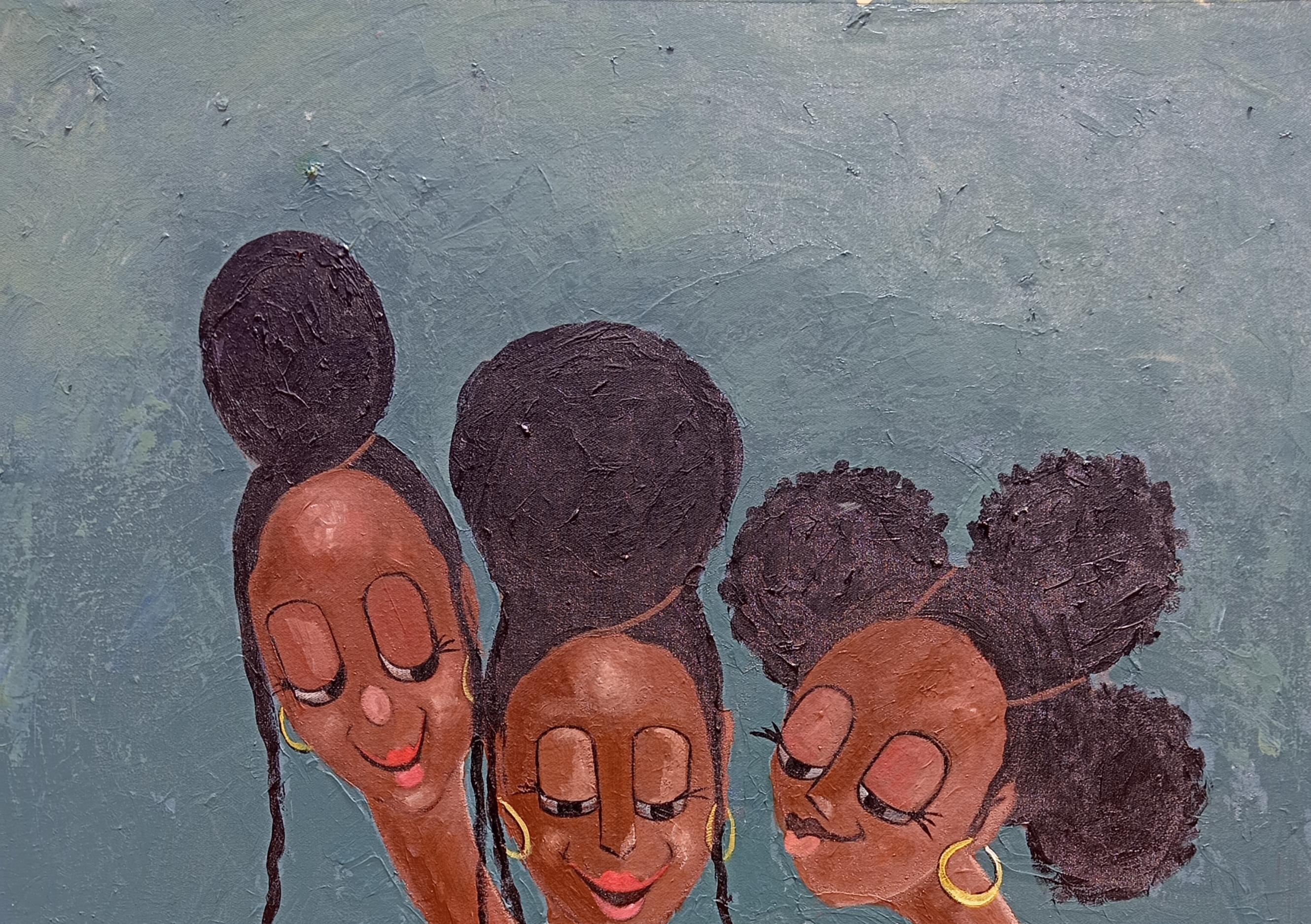 Good News - 21st Century, Contemporary, Neo-Figurative Portrait, Women, Africa - Painting by Loje Oluwaseun 