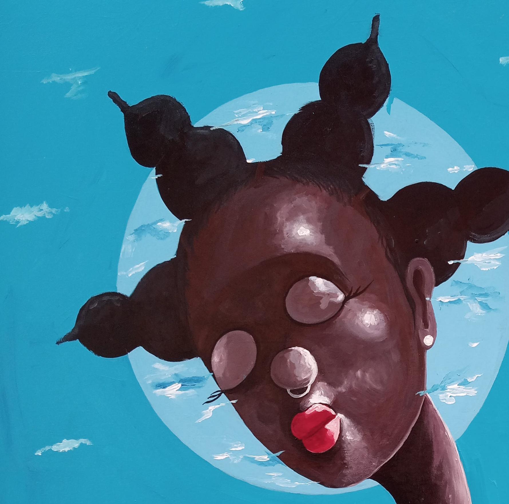Heal 2 - 21ème siècle, Contemporary, Figurative Portrait, Women, Blue, Africa - Painting de Loje Oluwaseun 