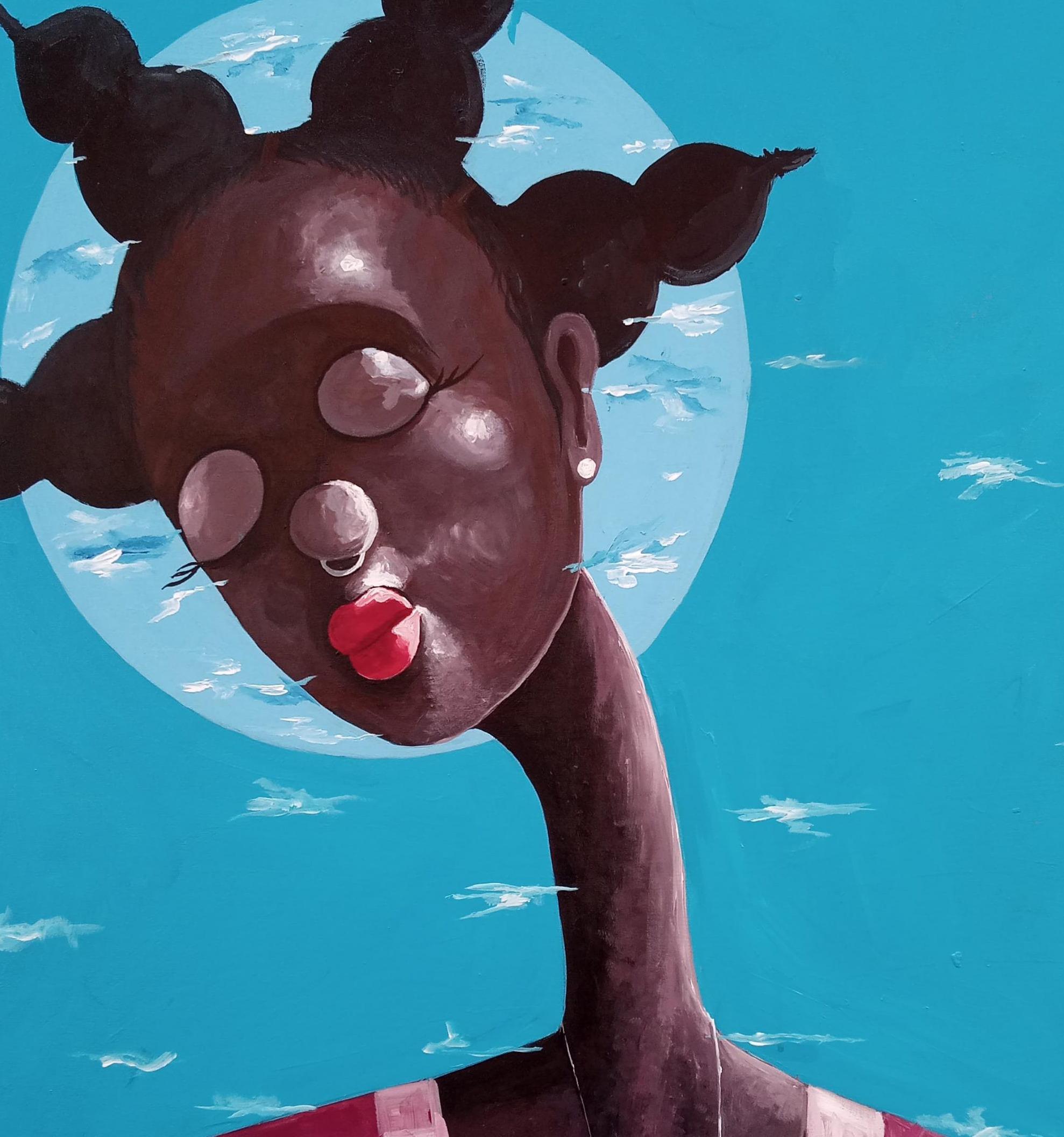 Heal 2 - 21ème siècle, Contemporary, Figurative Portrait, Women, Blue, Africa en vente 1