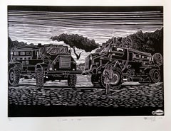 Casspir in 1989 (2018), Linoleum Block Print on Paper, 4/20, black and white