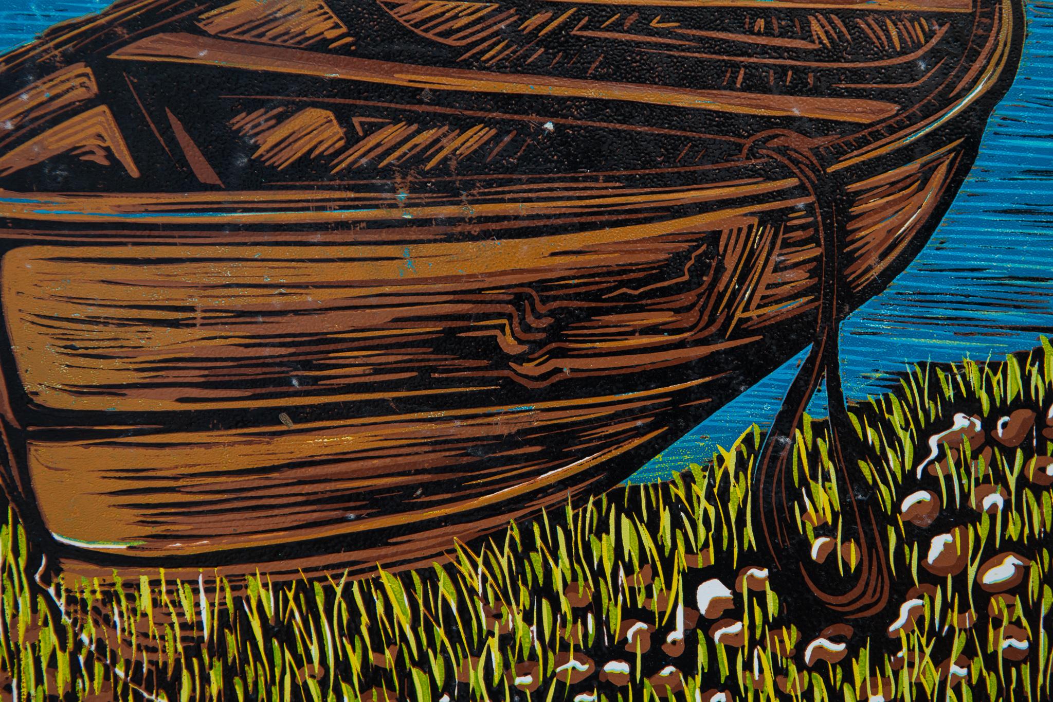 Let's go canoeing, 2019. Linoleum Block Print on Paper, 8/8

Lok Kandjengo was born in Ongwedieva in 1988. He moved to Windhoek to study visual art, first at the John Muafangejo Art Centre and then at the College of the Arts. Kandjengo graduated in