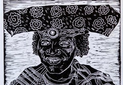 Mukulu Wandje. Linoleum Block Print on Paper, by Lok Kandjengo